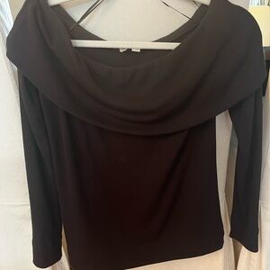 LOFT off the shoulder Black ribbed Knit Top